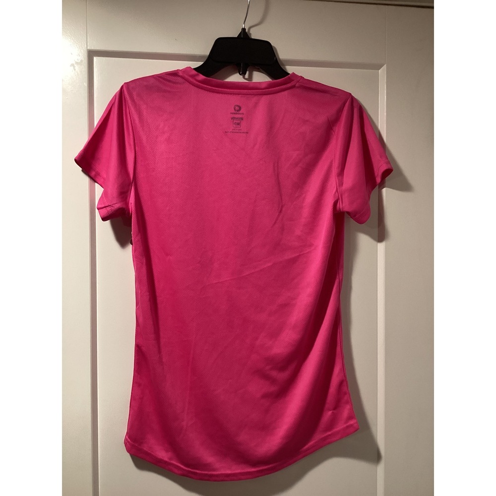 Greenlayer Womens Pink V-Neck Athletic Running Shirt Short Sleeve Mesh Top MD - Picture 2 of 3